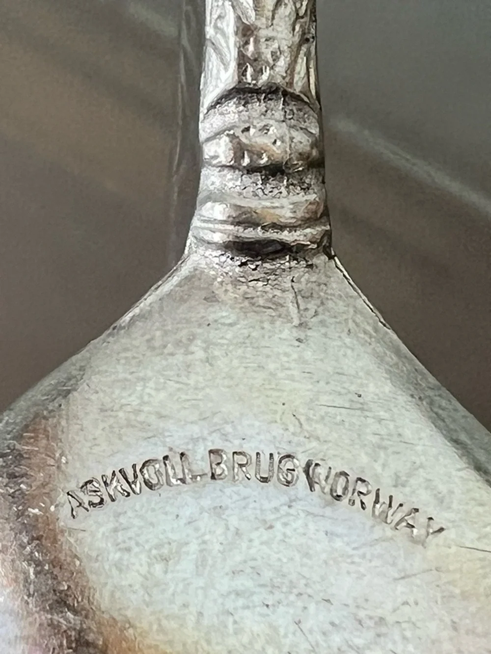 🥄Askvoll Brug Norway Vintage Ornate Silver Spoon 6.25” Pewter Decorative